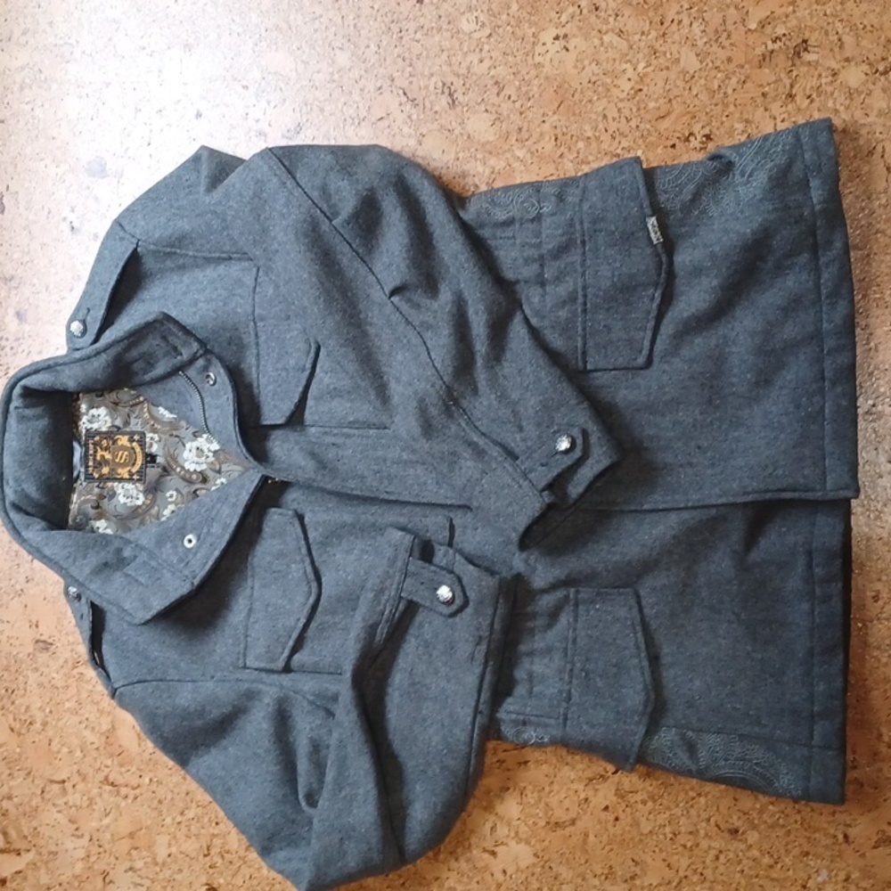 Subscript Women's Wool Blend Military Style Embroidered Fully Lined Jacket L